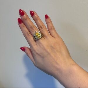 NEW Diamonique Fancy Yellow Gold Cocktail Ring